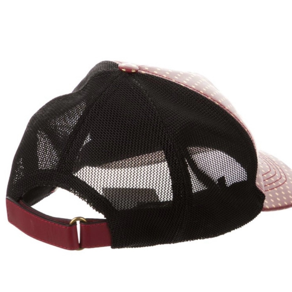 Gucci x Sega Red leather & black/gold star Hat/Cap EUC M 58 adjustable GUCCY - Picture 7 of 14